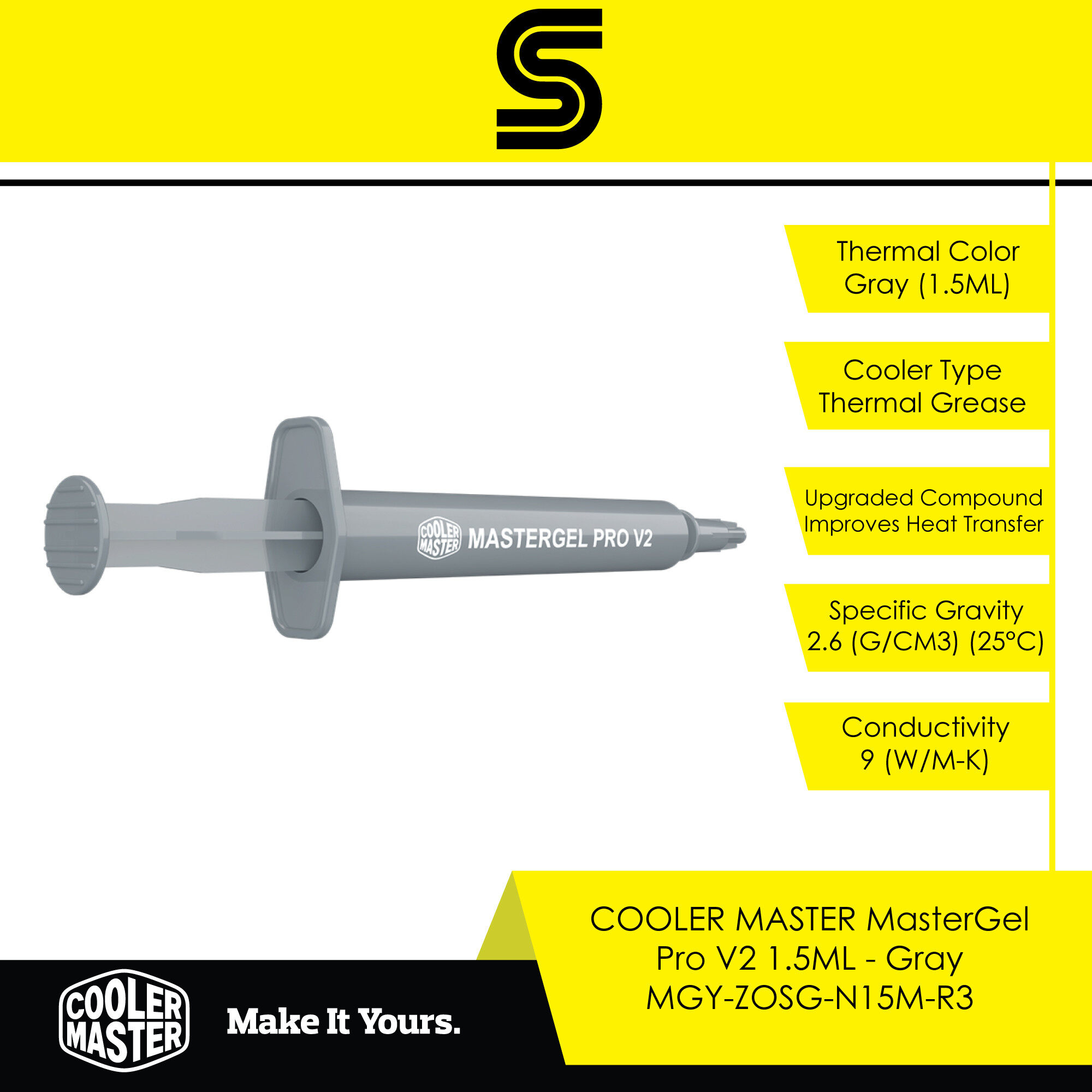 COOLER MASTER Mastergel Pro V2 1.5ML Thermal Paste - Gray - MGY-ZOSG-N15M-R3