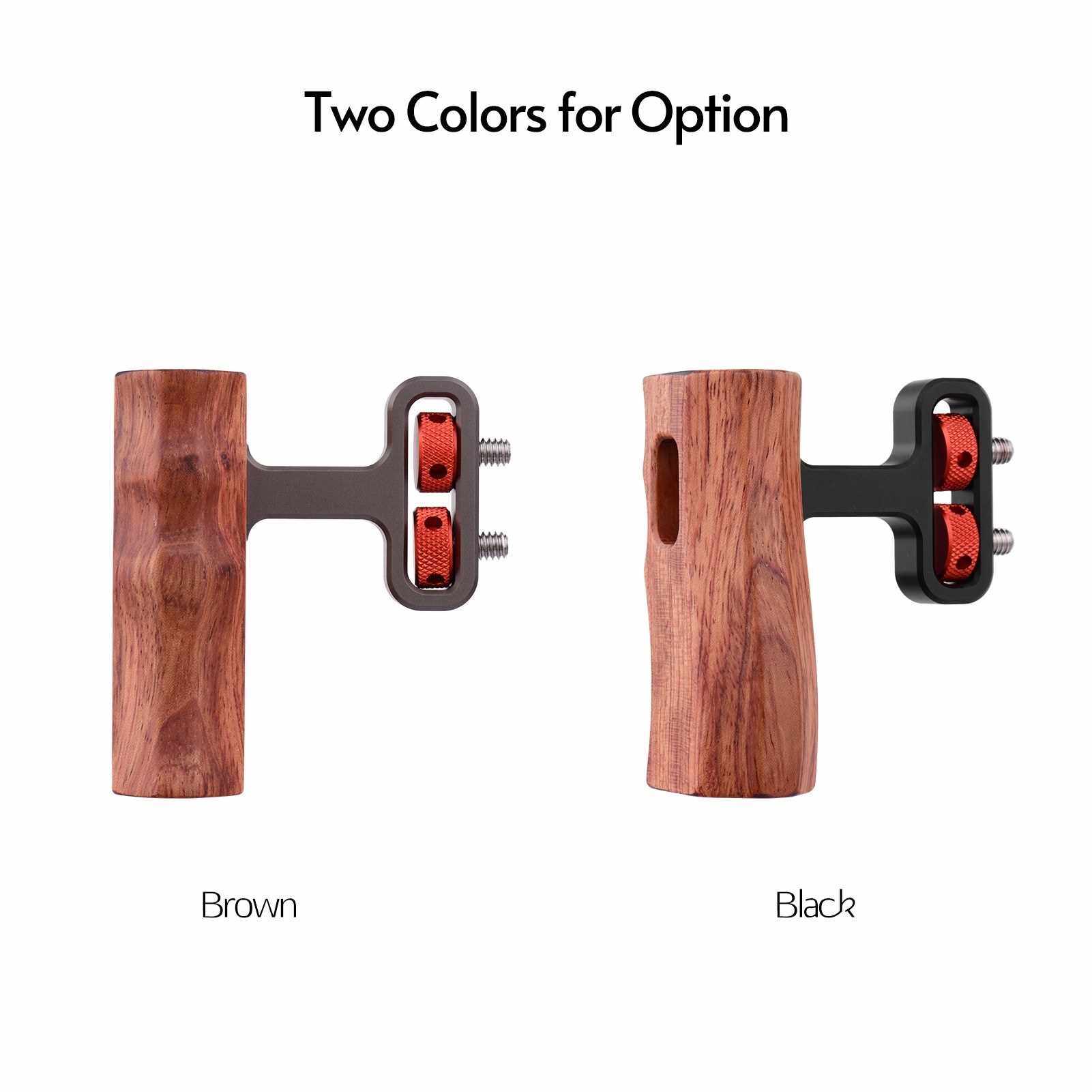 Universal Camera Cage Wooden Handle Side Hand Grip with 1/4 Inch Screw Mounts for All Camera
