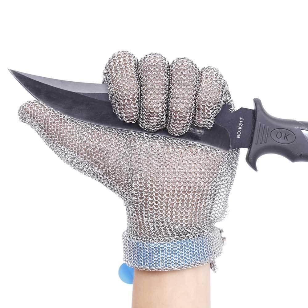 Best Selling Plastic Belt Stainless Steel Mesh Glove Cut Resistant Chain Mail Protective Anti-Cutting Glove for Kitchen Butcher Working Safety