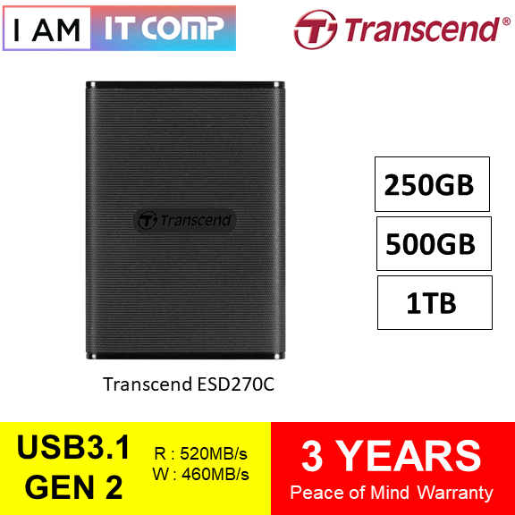Transcend ESD270C USB 3.1 Gen 2 Typc-C Portable SSD
