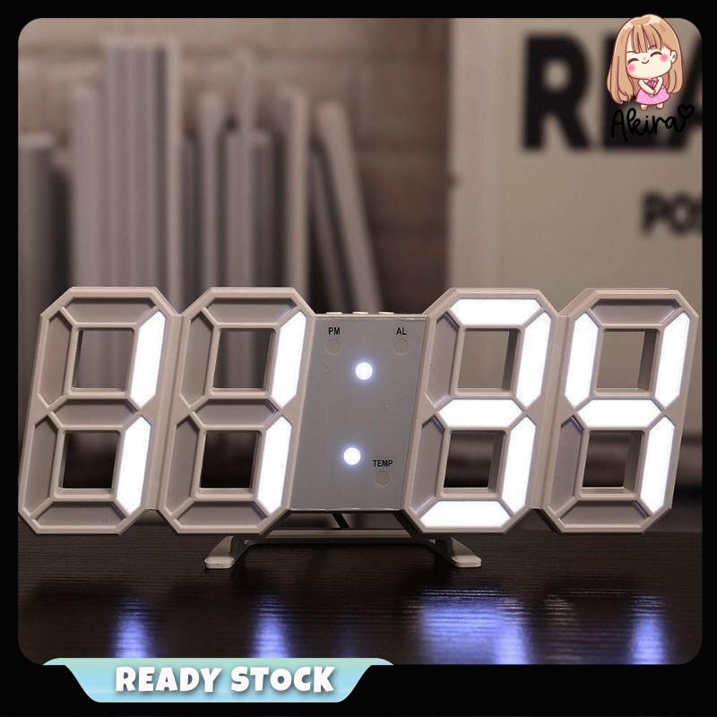 【READY STOCK】LED Jam Dinding / Meja Modern Digital 3D LED Wall Clock Alarm Clock 挂钟/时钟