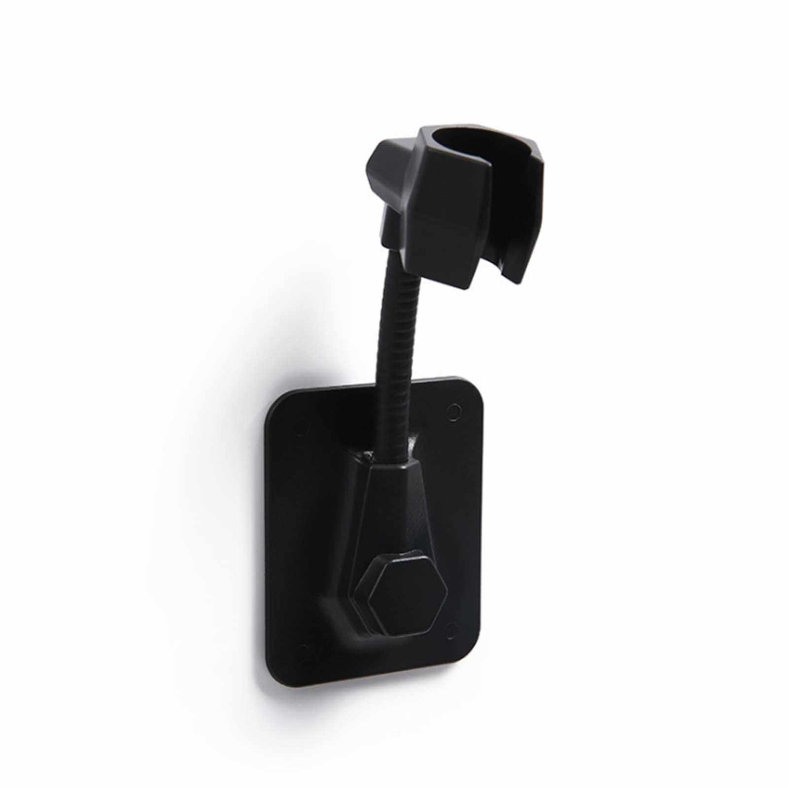 Shower Head Holder 360 Rotating Hose Base Adjustable Bracket Punch-free Bathroom Accessory (Black)