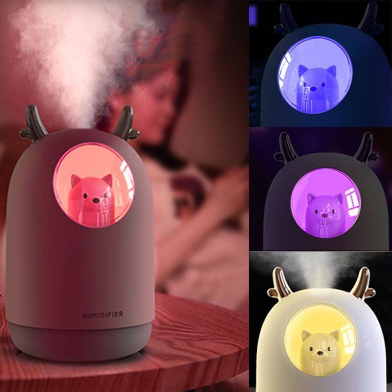 Home Appliances USB Humidifier 300ml Cute Pet Ultrasonic Cool Mist Aroma Air Oil Diffuser Romantic Color With LED Night Light