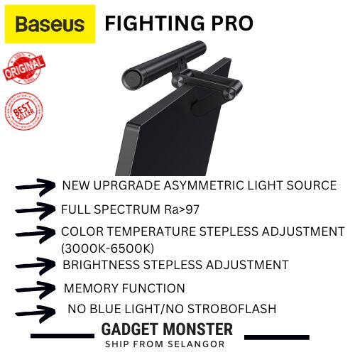Baseus LED Hanging Monitor Light Bar Eye Care USB C Computer Backlight Screen Light Dimmble Monitor Desk Lamp