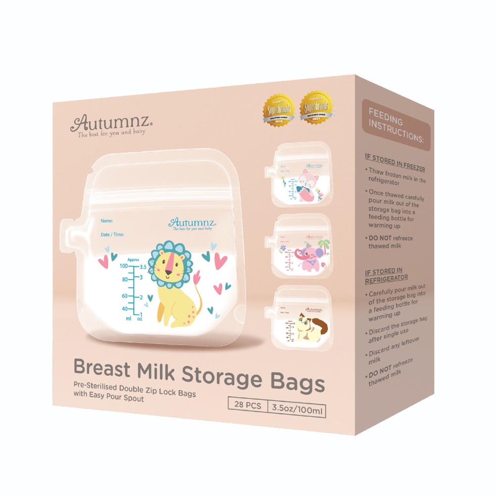 Autumnz Animal Land Double Zip Lock Breastmilk Storage Bag (28 bags)