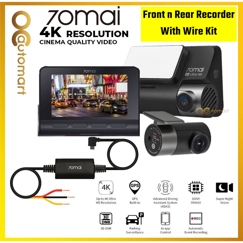 70mai A800s Car Recorder Dual vision 140 FOV 4K Ultra HD Screen Dash Cam APP Control 24h Surveillance Guard ADAS