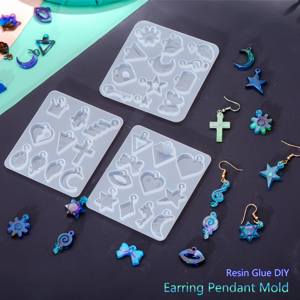 Gem pendant silicone mold epoxy resin diy making crystal patch mold