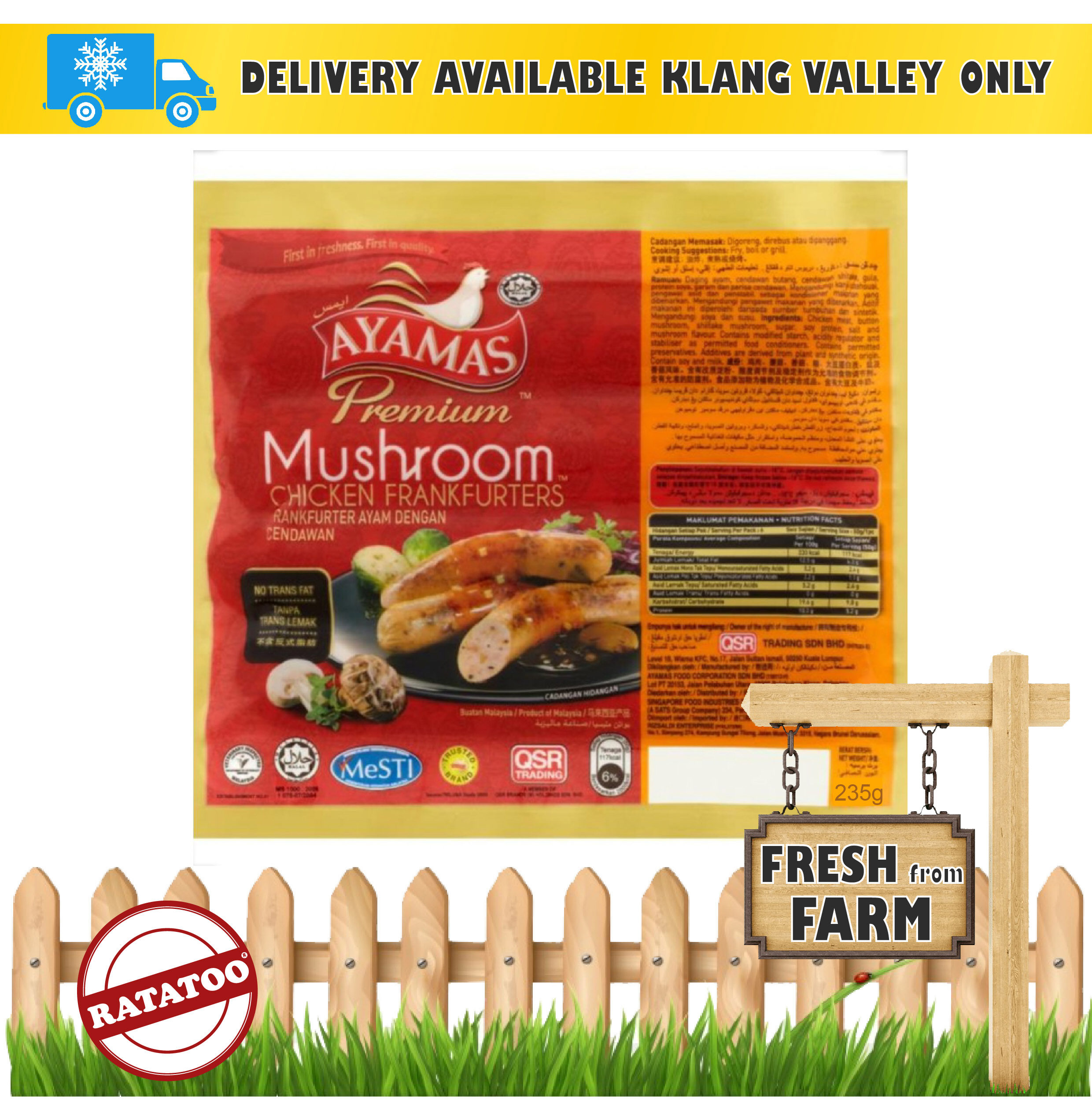 Sausage Ayamas Premium Mushroom Chicken Frankfurter (5 235g) RATATOO