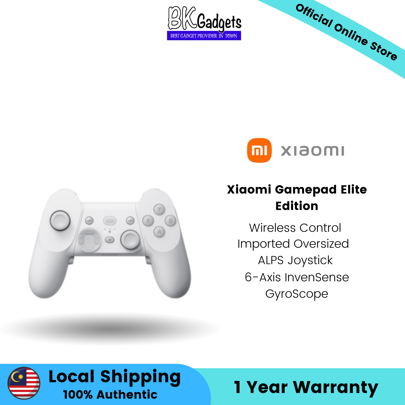 Xiaomi Gamepad Elite Edition - Wireless Control | Imported Oversized ALPS Joystick | 6-Axis InvenSense GyroScope