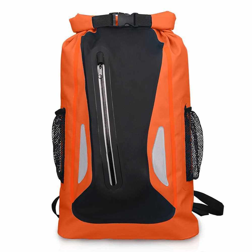 Outdoor Waterproof Dry Bag 25L Reflective Dry Sack Roll Top Dry Sack Lightweight Camping Gear Bag Mountaineering Bag Sport Backpack Women Men For Camping Hiking Cycling Sport Bag (Orange)
