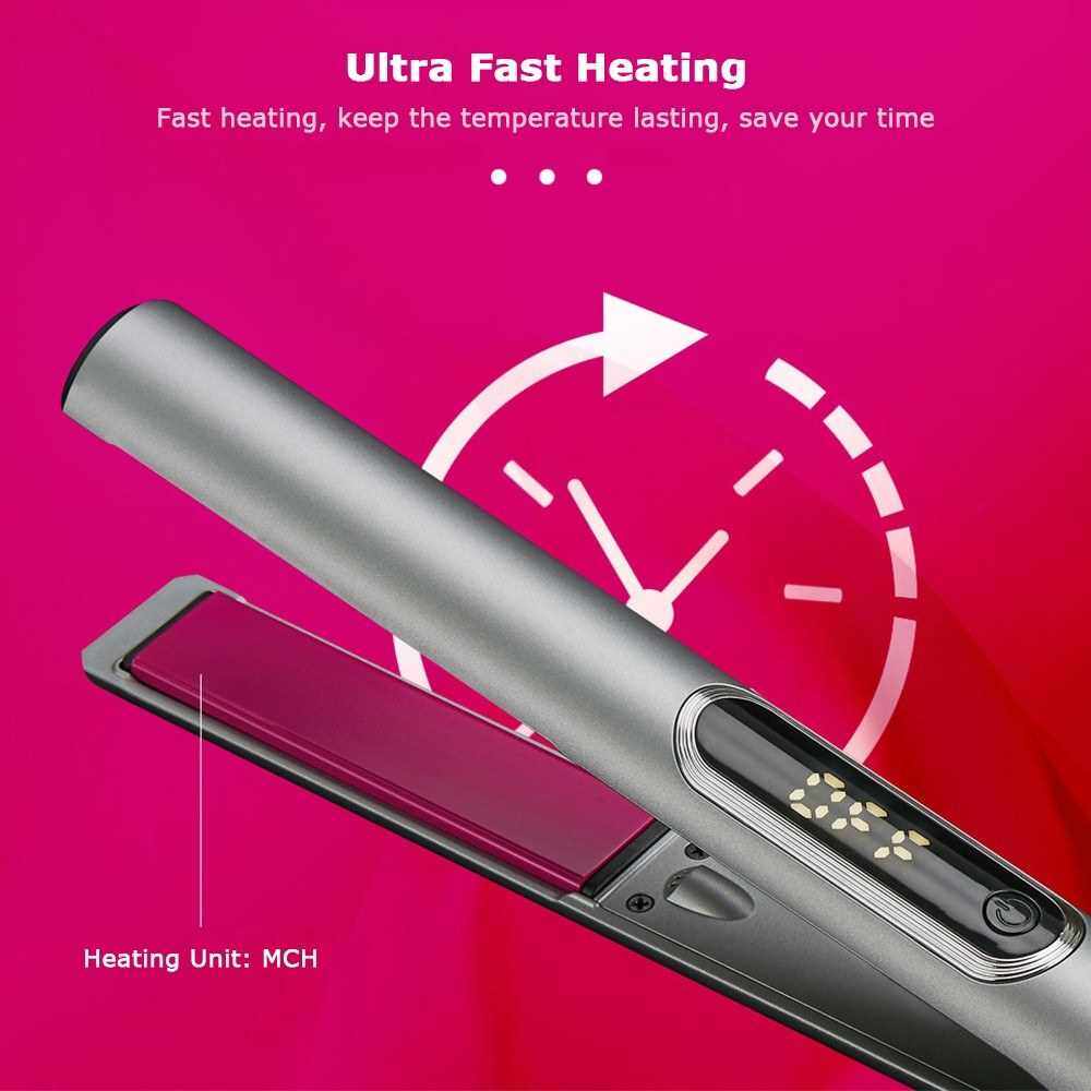 Best Selling Hair Straighteners 2 in 1 Hair Straightener Curler Hair Curler Quick Heating Hair Curle with Heat Insulating Gloves (Grey)