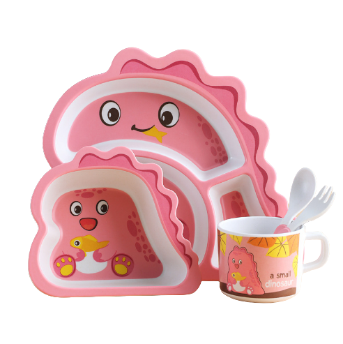 Children Kids Bamboo Fiber 5in1 Animal Meal Set (Plate/Bowl/Cup/Spoon/Fork) Gift Pack / Set