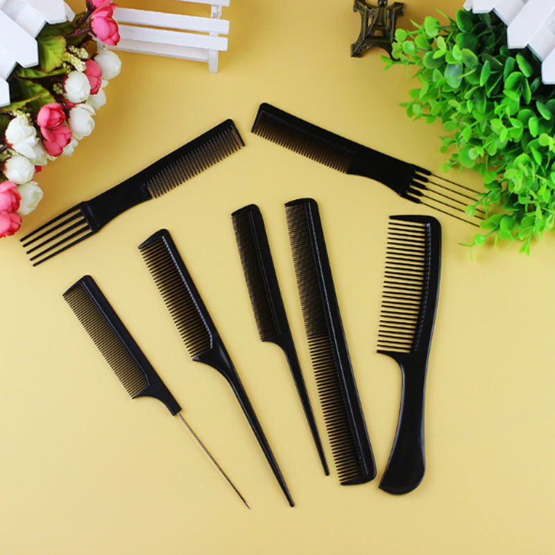 10Pcs Black Men Women Pro Salon Hair Styling Hairdressing Barbers Brush Combs Set Plastic Brush Combs_ipsvogv.com