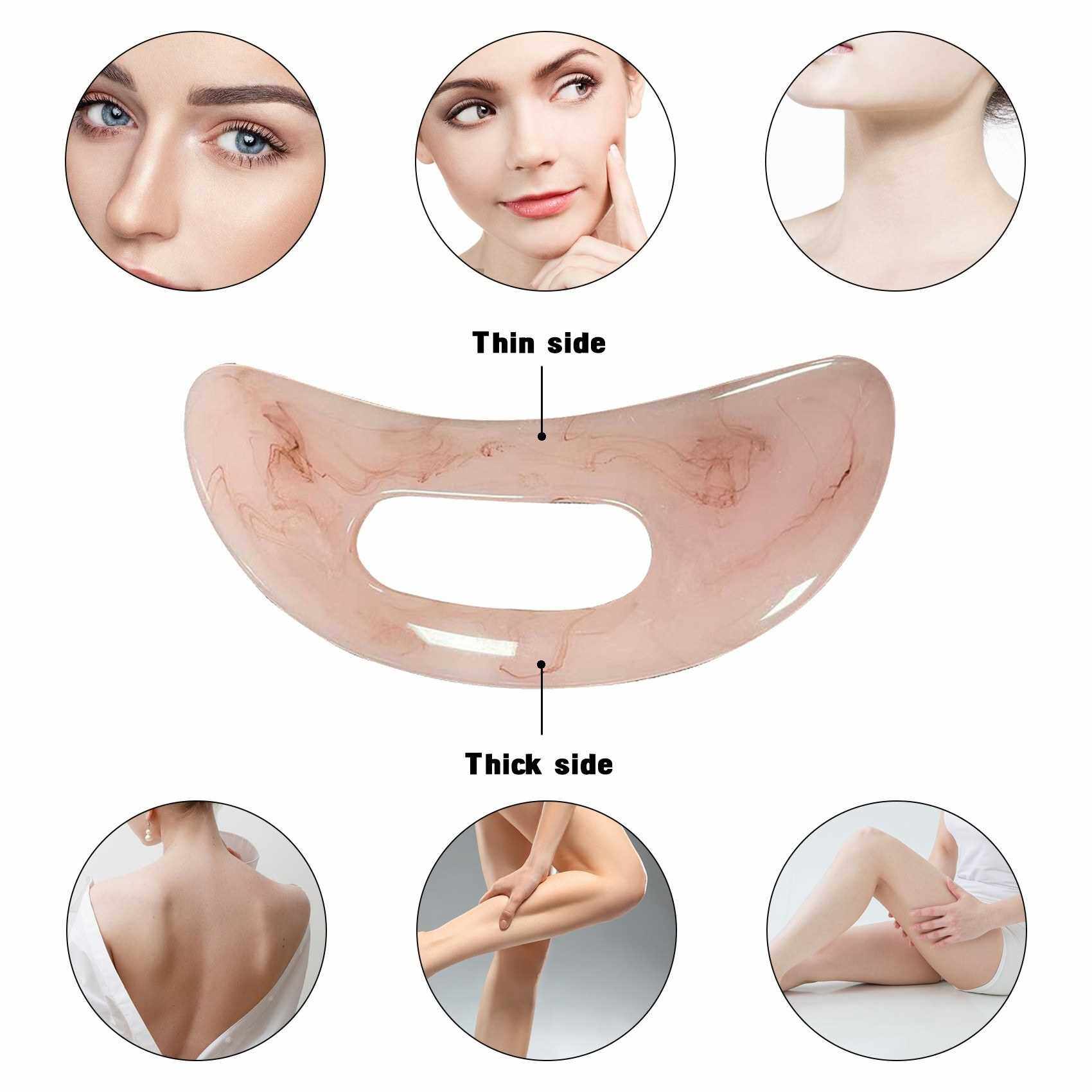 Gua Sha Facial-Tool Face Massage Scraper Ice Massager for SPA Acupuncture Therapy Trigger Point Face Eye Puffiness Body Relaxing Neck Skin Rejuvenation (Beige)