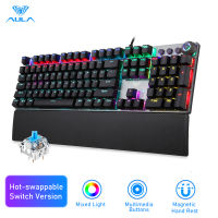 AULA Hotswap Mechanical Keyboard Gaming Keyboard 22 Backlit 108 Keys Anti-ghost Design Blue Switch/ Black Switch/ Brown Switch/ Red Switch PBT Keycaps Metal Pane，with Removable Wrist Rest，Programmable，USB Plug and Play，for PC/Laptop (F2058/F2088 )