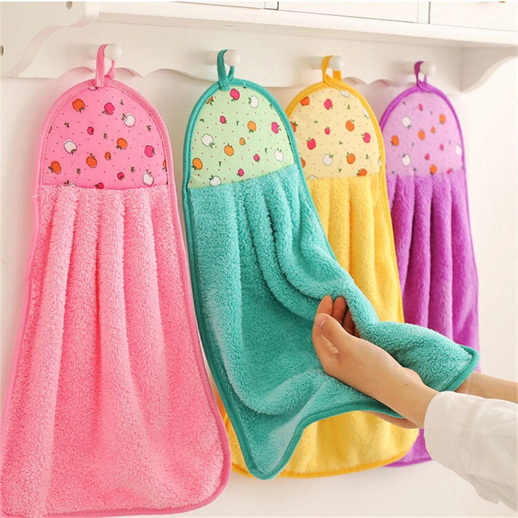 Hand Towel Kitchen Hanging Towel 珊瑚绒擦手巾. Purple