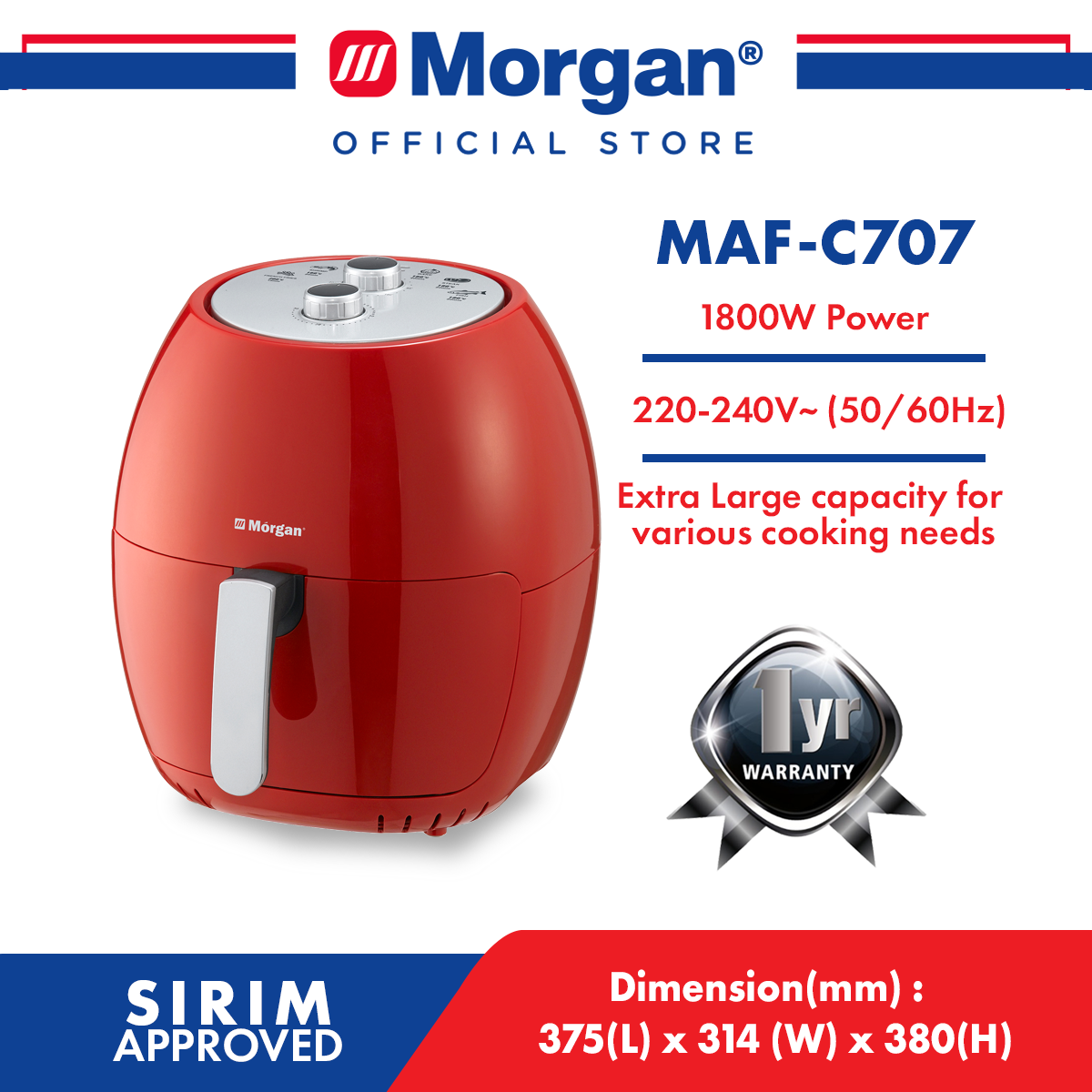 MORGAN MAF-C707 AIR FRYER 7.7L