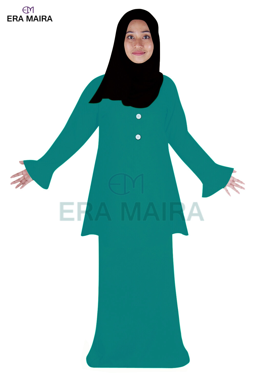 Baju Kurung Muslimah Women Fashion Button Top - AREEBA
