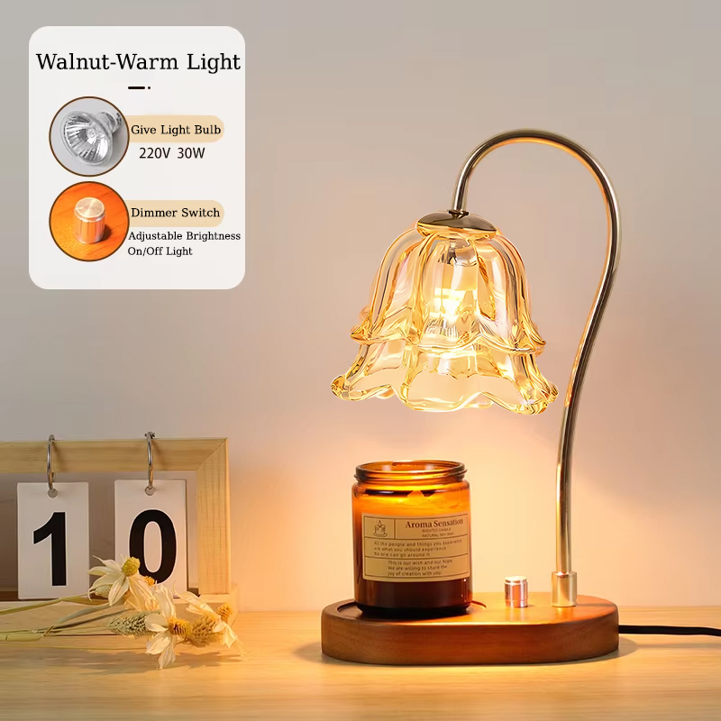 Dimmable Light Candle Warmer Lamp Candle Burner Light Scented Candle Holder Wooden Base with gu10 bulb Electric Candle Light Candle Melting Lamp Wax Lamp for yankee candles Table Decoration Items