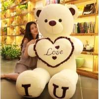 JOJO CASTLE Giant Size 80/120/140/160/180cm Big Teddy Bear Plush Toy Huge Stuffed Soft Bear Giant Doll Human Size Teddy Bear for Girl 5ft Popular Birthday Valentine Gifts for Girlfriend Kids