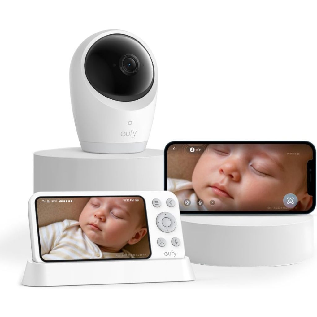 Eufy by Anker E21 Baby Monitor 4K UHD with 8x Zoom Hybrid Monitoring with AI Detection 24/7 Recording with Local Storage