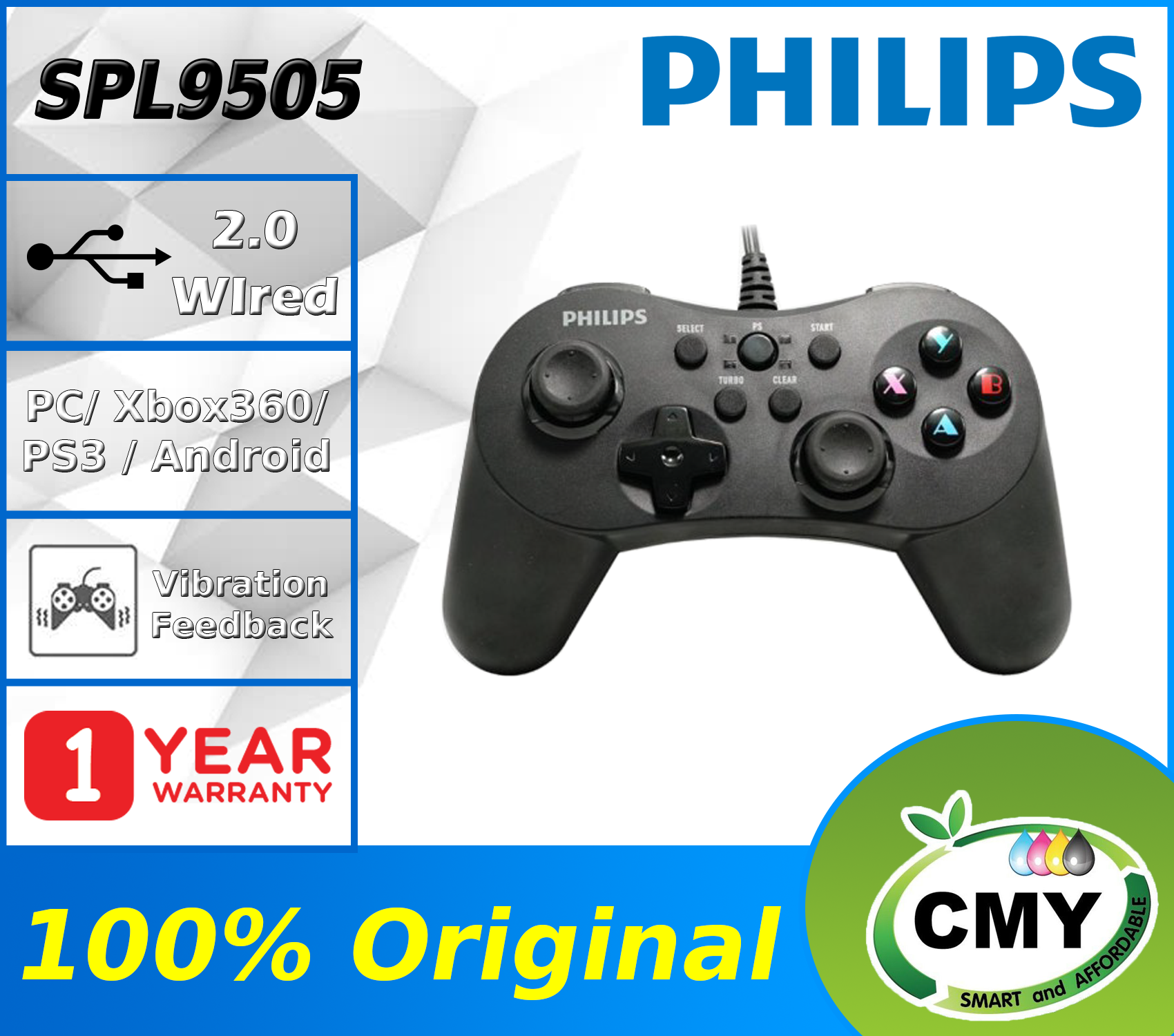 PHILIPS SPL9505 WIRED GAME CONTROLLER BLACK G505