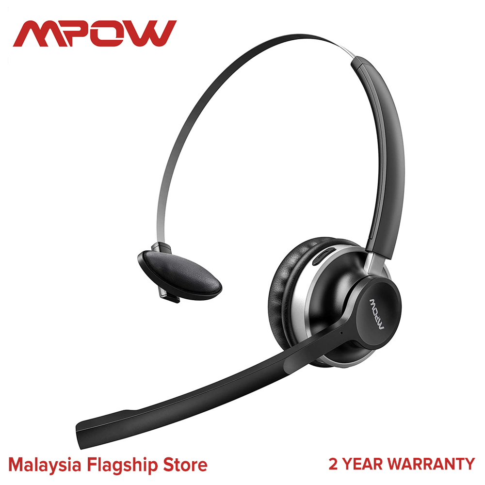 Mpow HC3 Business Headset Bluetooth Headset V5.0, Dual Microphone Wireless Headphones for Truck Driver, Office,Call Center,Cell Phone, Noise Canceling, Single On Ear Headset(Wired Option)