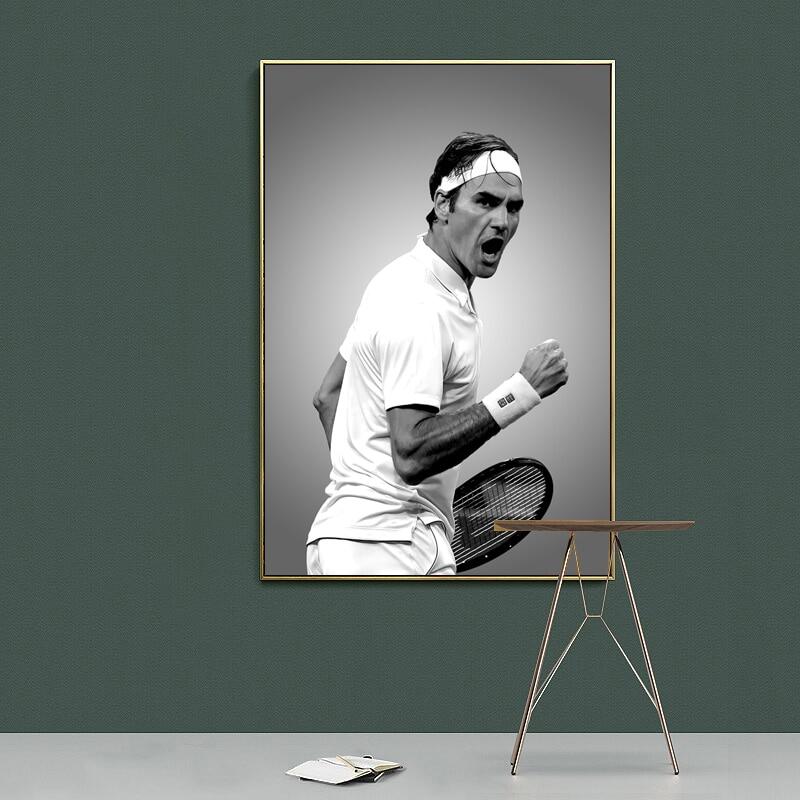 Mới Roger Federer Rafael Nadal Áp phích và in màu đen và trắng quần vợt siêu sao cao cấp hiện đại Comfort wp363 treo tường bằng vải bố Tranh nghệ thuật cho phòng khách trang trí nhà