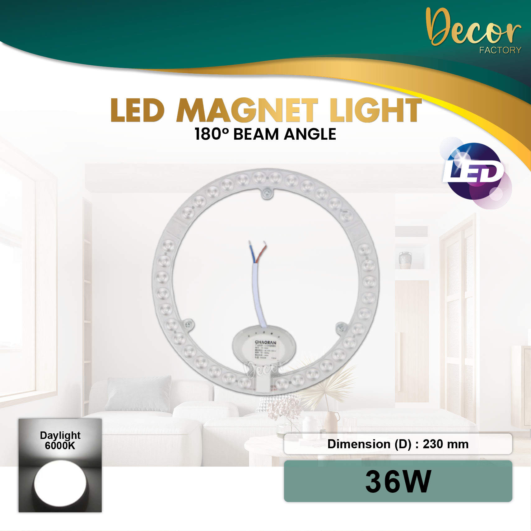 LED Magnet Light 36W 48W 72W Daylight 6000k 3 Colour PCB Board LED Light Source Module Ceiling Lamp Lampu Bulat Siling