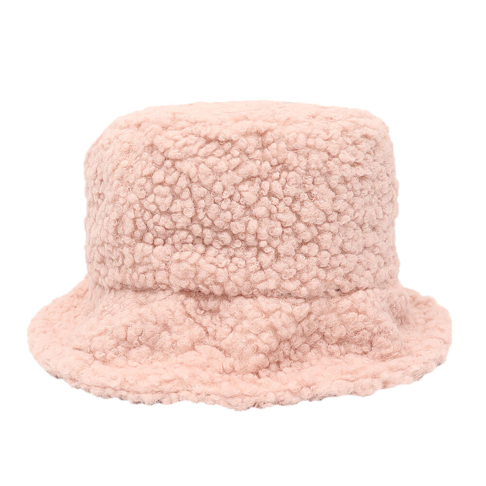 【♡Lovely girls house♡】Korean Style Unisex Bucket Hat Graffiti Solid Fishing Fisherman Hat Autumn Winter Lamb Wool Outdoor Warm Panama Cap for Women 2021 - 9