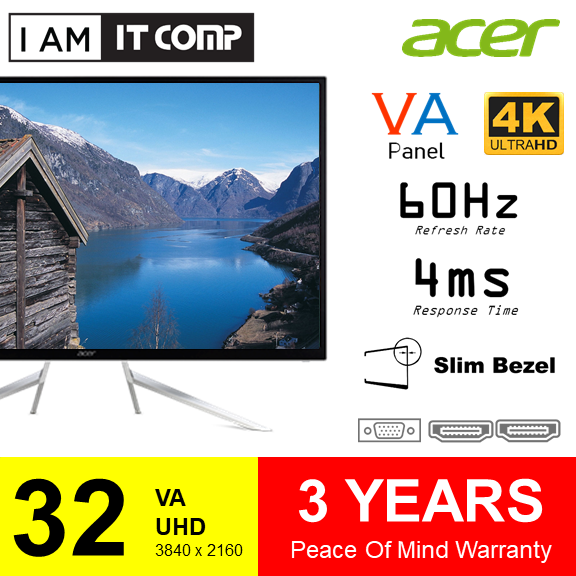 ACER 31.5 Inch ET322QK / ET322Q 4K UHD 60Hz VA Monitor ( ET322 ) (ET2) - UM.JE2SM.A03