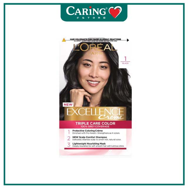 LOREAL EXCELLENCE CREME HAIR COLOUR - 1 NATURAL BLACK