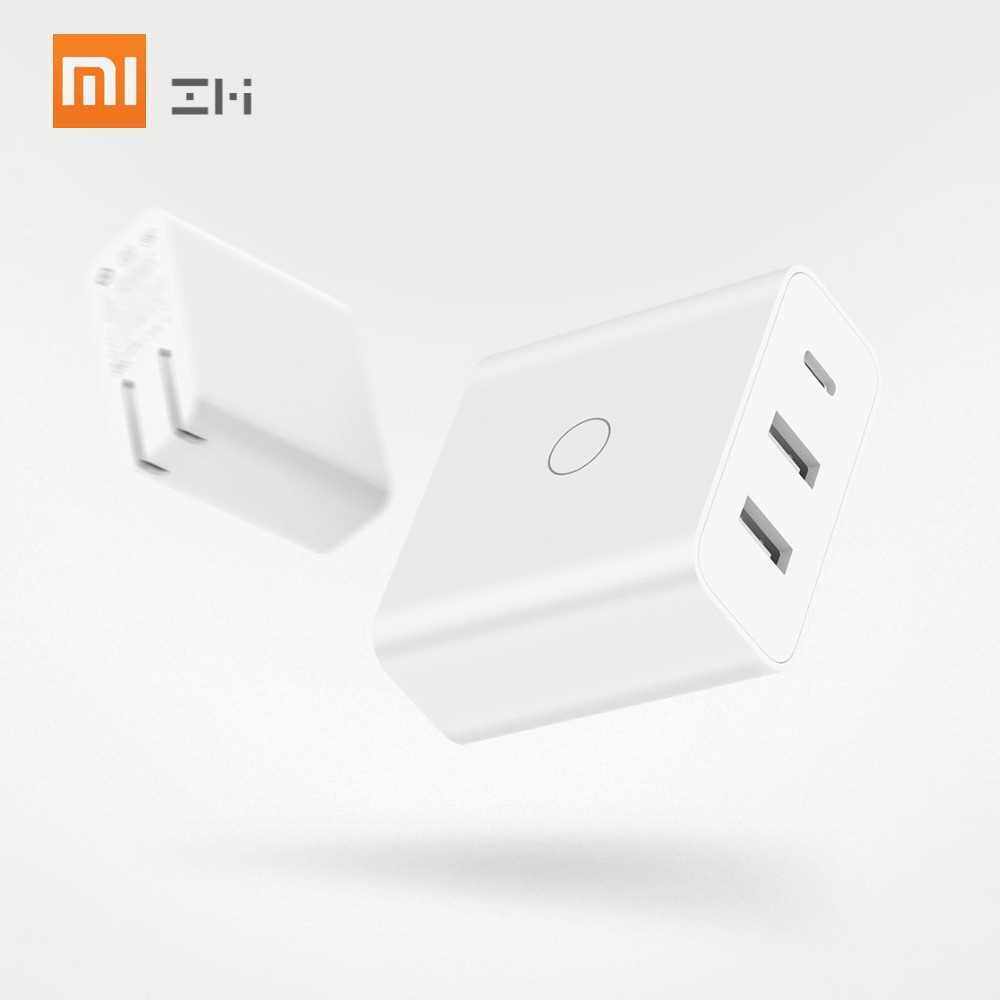 XIAOMI ZMI HA832 65W USB Wall Phone Charger for iOS Huawei M-acBook Fast Travel Power Adapter with 3 Ports 110-240V US Plug (White)