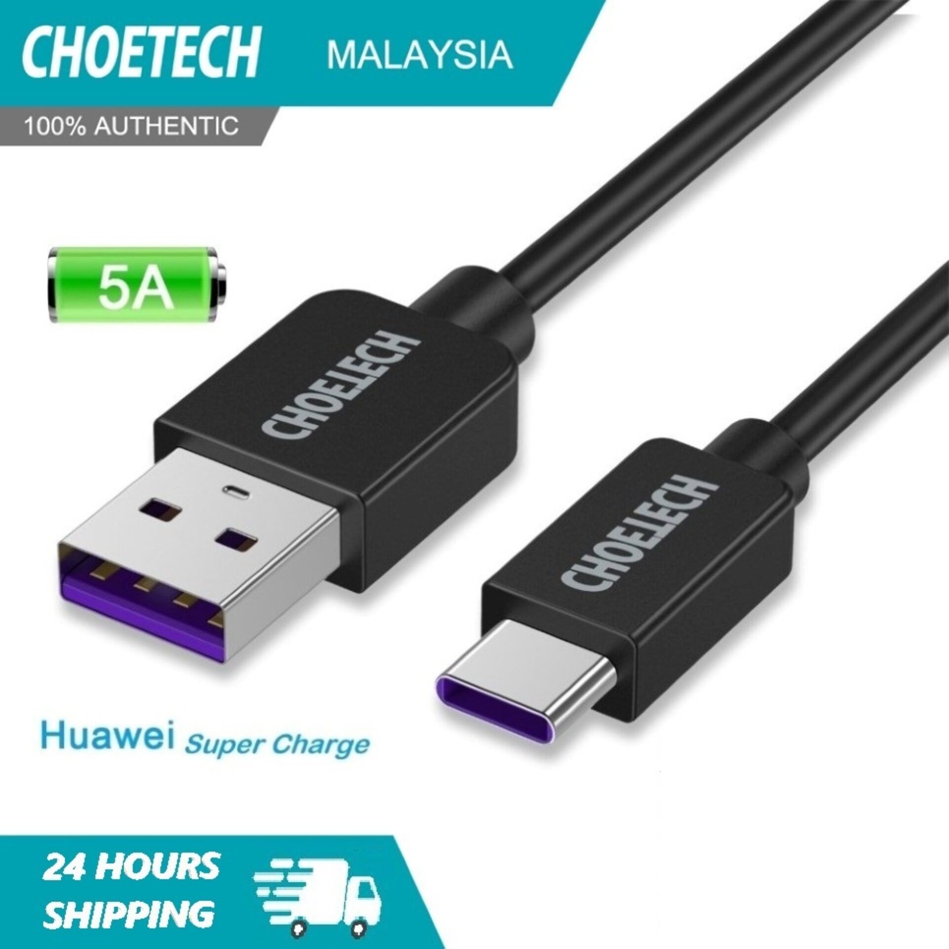 CHOETECH 5A / 5.0A SUPER CHARGE TYPE C ANDROID PHONE CABLE FOR MATE 10 20 Pro P10 P10+ P20 P20+ [SHIP within 24 hrs local MY]