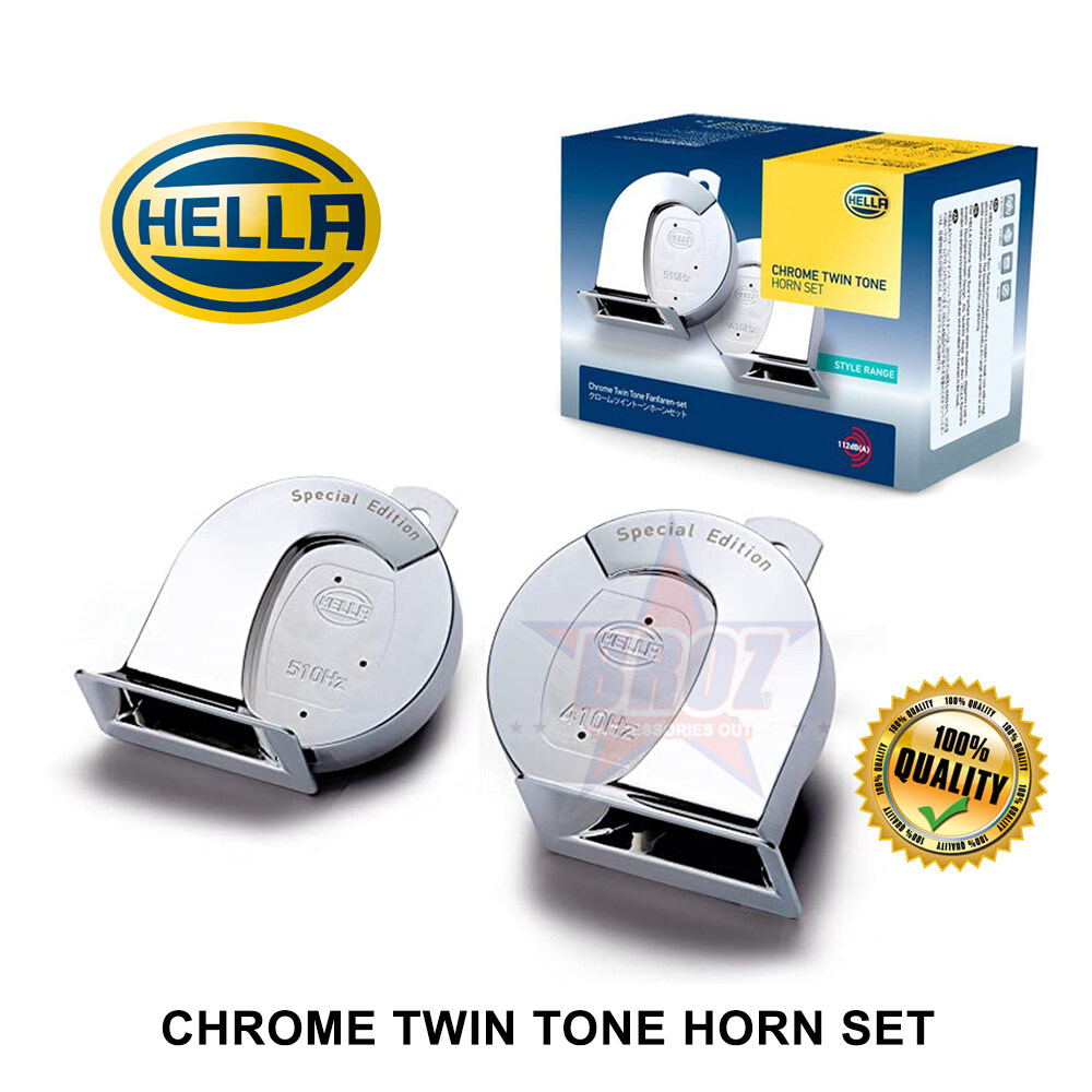 HELLA Chrome Twin Tone 12V Style Range Car Vehicle Horn Set