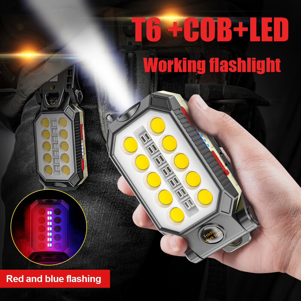 Đèn Làm Việc Cơ Khí Nam Châm Đèn Làm Việc COB Sạc USB Đèn Pin LED Di Động T6 Đèn Khẩn Cấp Hiển Thị Chạy Điện Đèn Pin Tập Trung Mạnh Mẽ Ánh Sáng Mạnh