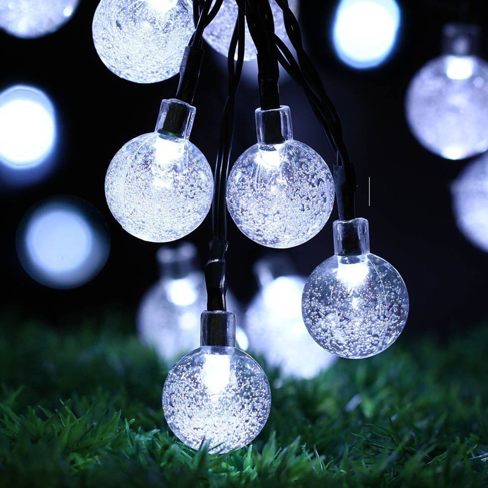 LEDS Crystal ball Solar Lamp Power LED String Fairy Lights Solar Garlands Garden Christmas Xmas HolidayDecor For Outdoor