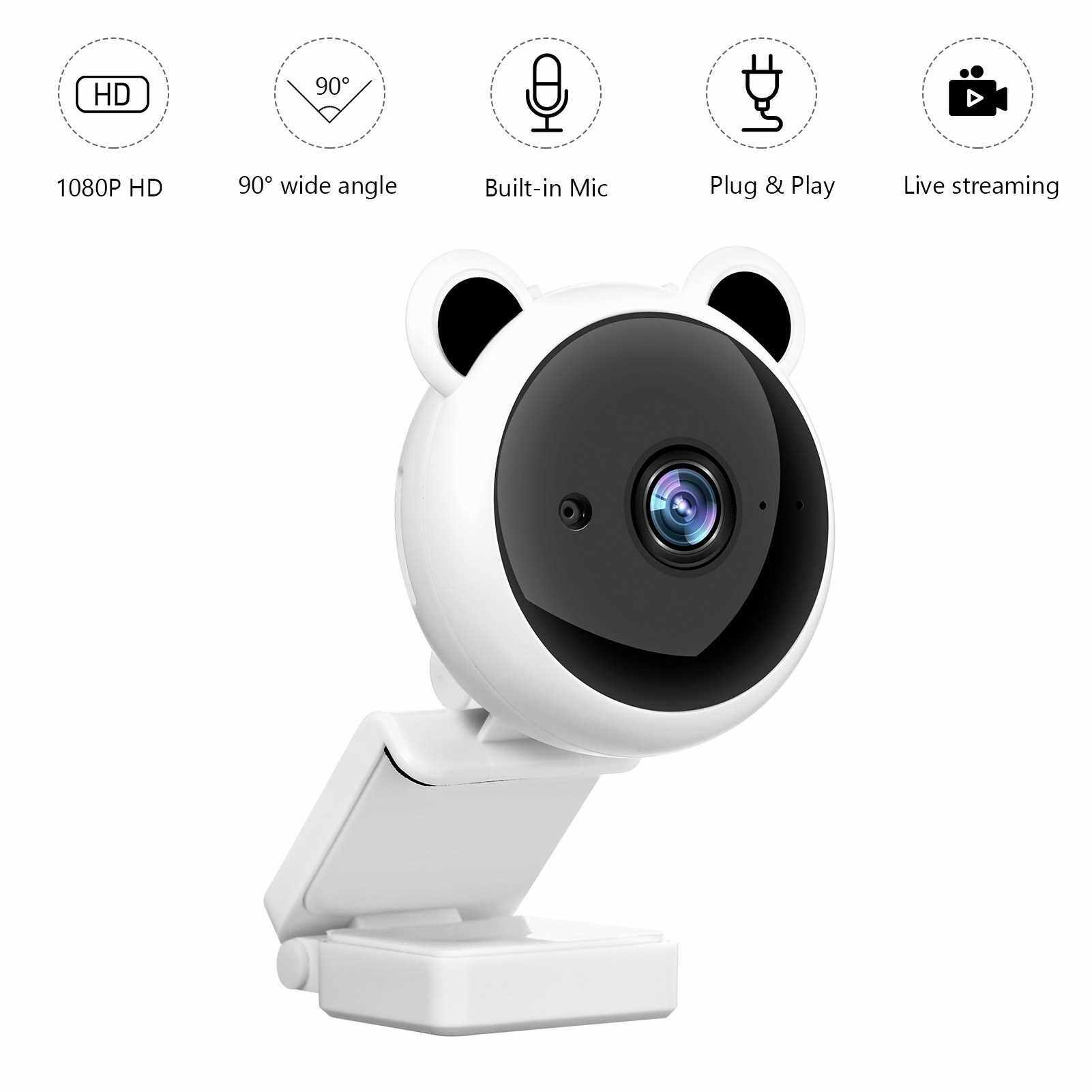 1080P Webcam with Microphone, USB 2.0 Desktop Laptop Computer USB Camera Plug and Play, for Video Streaming, Conference, Gaming, Online Teaching (Pink)