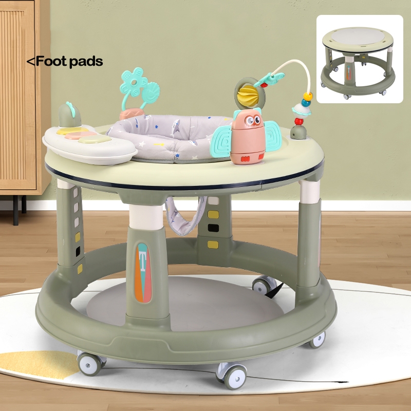Beige Baby Walker Anti-O-Leg Music Foldable Walker Baby Advanced Adjustable Heights 嬰兒學步車