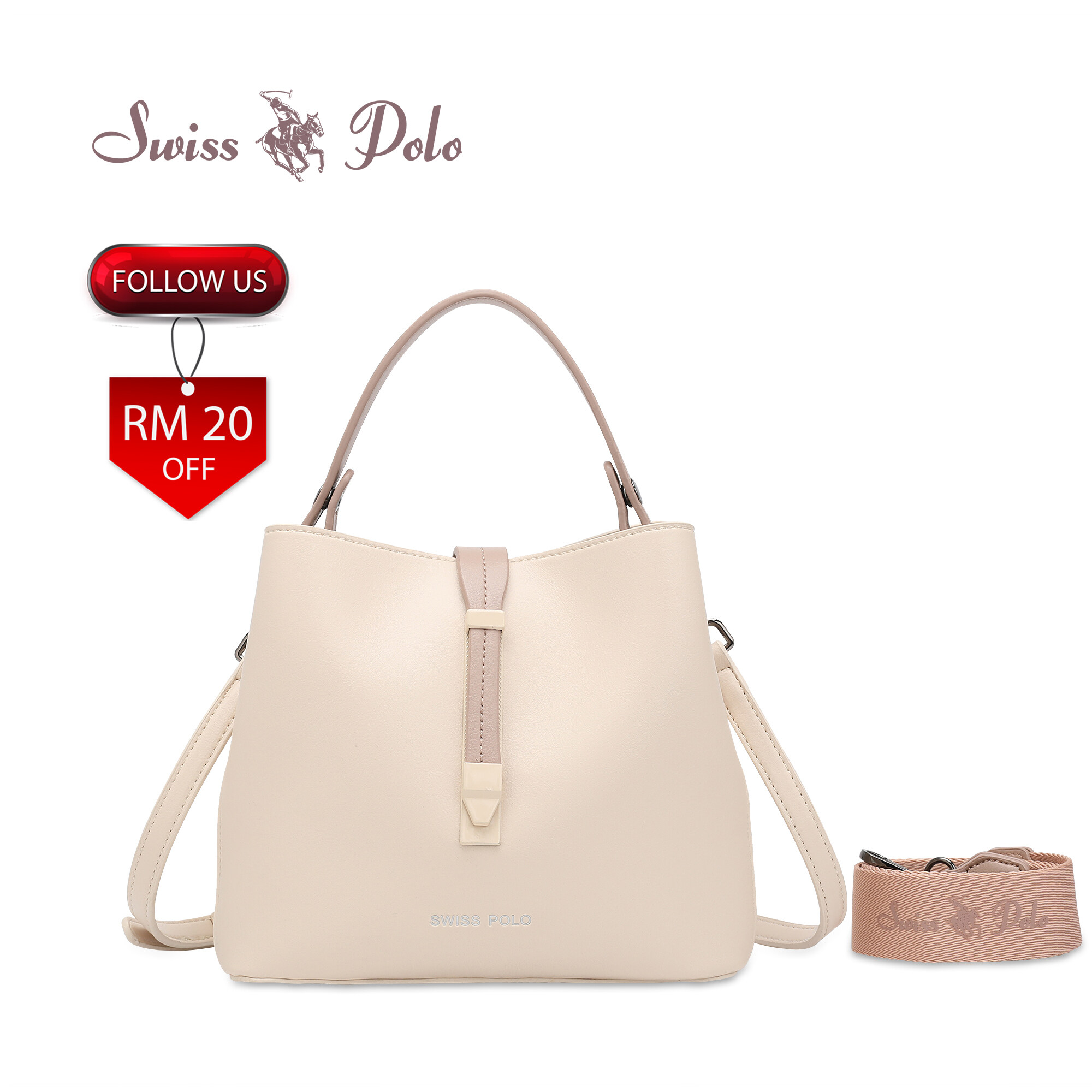 SWISS POLO Ladies Top Handle Sling Bag HFE 2687-4 WHITE
