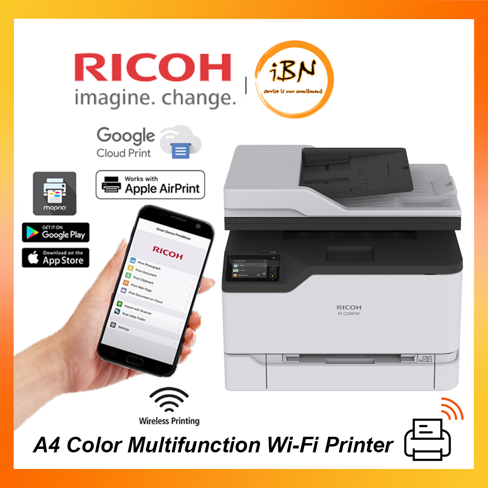 Ricoh MC240FW 24ppm Color Multi-function Printer With Mobile Printing M C240FW(Print/Scan/Copy/Fax/Network/Wi-Fi) @ IBN