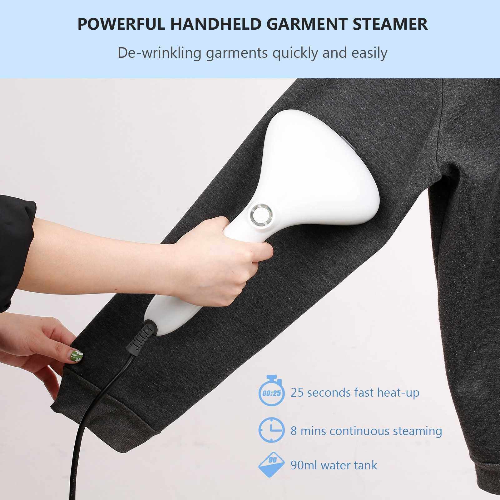 1500W Garment Steamer Portable Handheld Fabric Steamer Wrinkle Remover Clothing Steamer 90ml Capacity Detachable Water Tank 25s Fast Heat-up Ironing Machine for Travel and Home Use (Beige)
