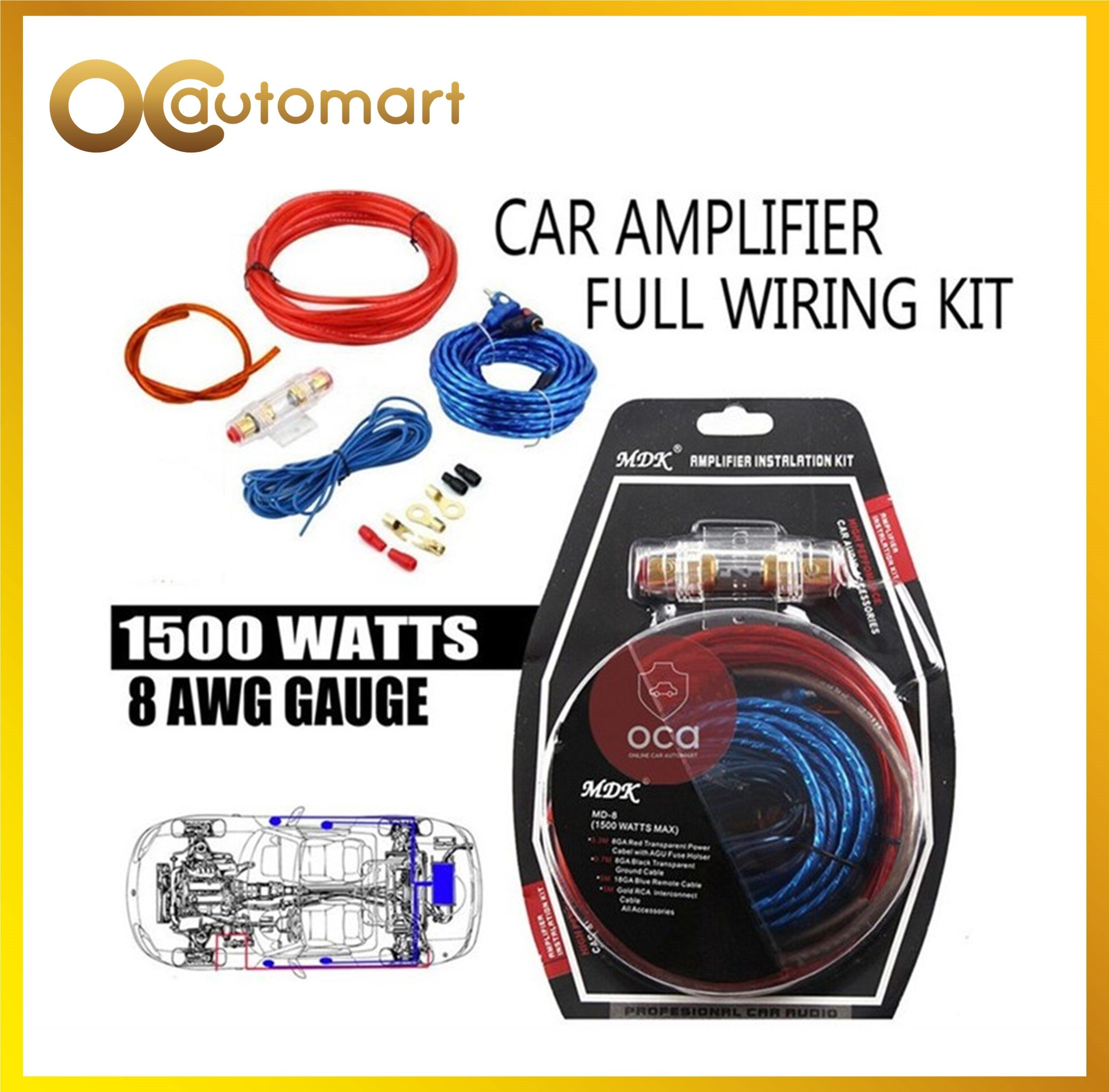MDK Car Audio Subwoofer Amplifier AMP Wiring Fuse Holder Wire Cable Kit Harness Kit