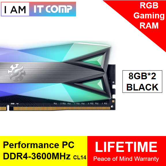 ADATA XPG SPECTRIX D60G RGB 16GB (8GBX2) 1 PAIR 3600MHz U-DIMM DESKTOP RAM CL14