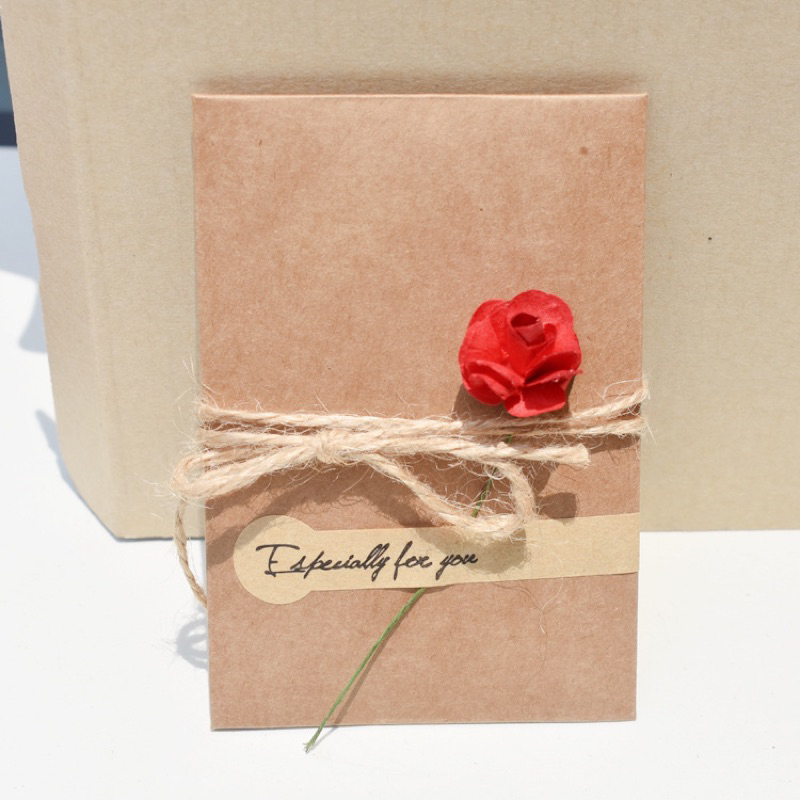 Handmade Dried Flower Wish Card Birthday Card Valentine Card Kraft Paper Greeting Card Flower