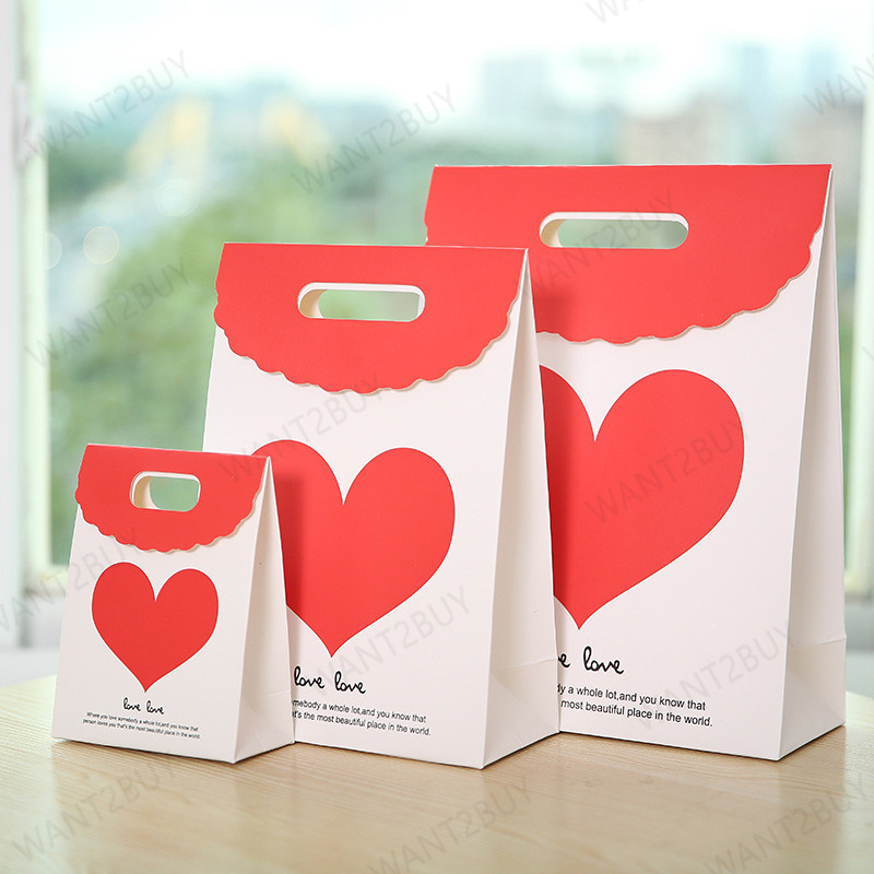 🎁GIFT PAPER BAG🎁 3 Size Love Heart Birthday Valentine Wedding Doorgift Party Gift Present Plastic Beg Kertas Hadiah 手提袋
