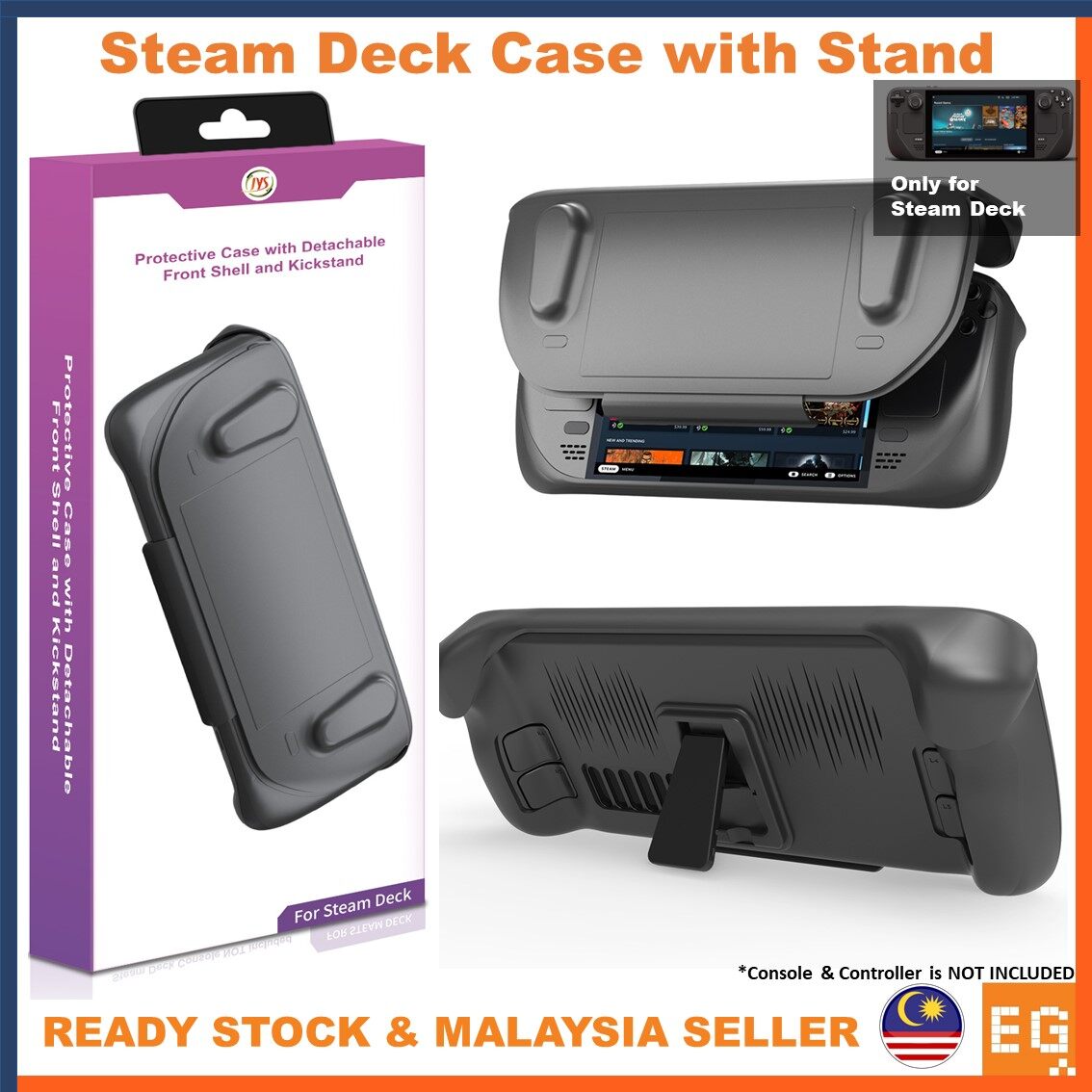 Steam Deck Case with Detachable Front Shell and Kickstand JYS-SD012