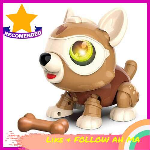Best Selling Robot Dog Toy for Kids DIY Toy Interactive Toy Intelligent Educational Kids Toys Suitable for Boys Girls Gift (Brown)