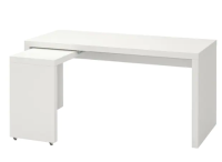 MALM Desk with pull-out panel white，black-brown151x65 cm
