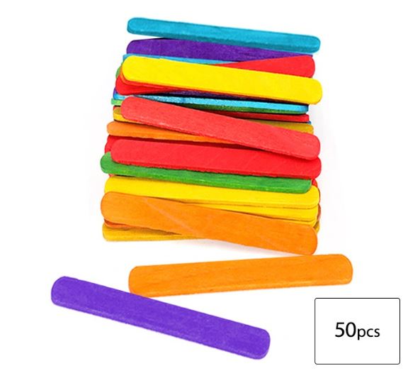 50 Pcs Jumbo Ice Cream Stick 150 x 18mm Wooden Popsicle Stick Plain Colour for Art and Craft Kayu Batang Aiskrim